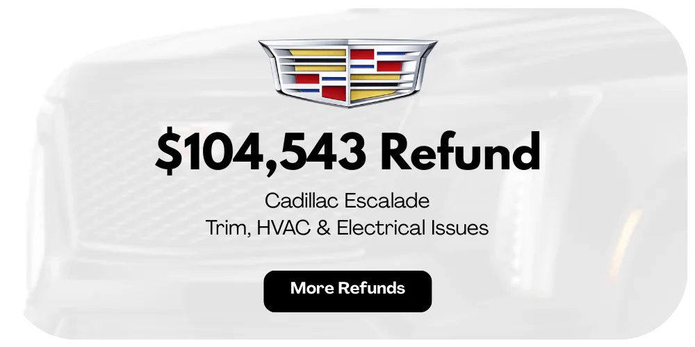 Cadillac Escalade lemon law refund preview: $104,543 for trim, HVAC, and electrical issues