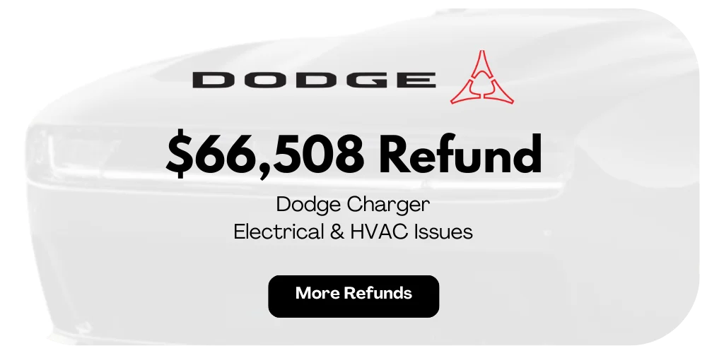 Dodge Charger lemon law refund preview: $66,508 for electrical and HVAC issues.
