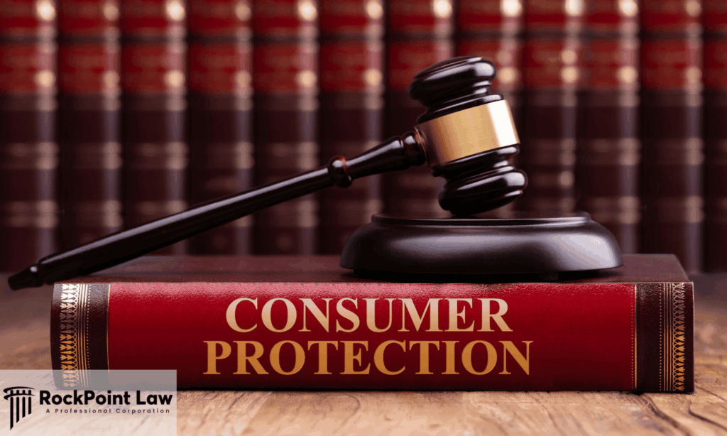 Judge’s gavel resting on a consumer protection law book