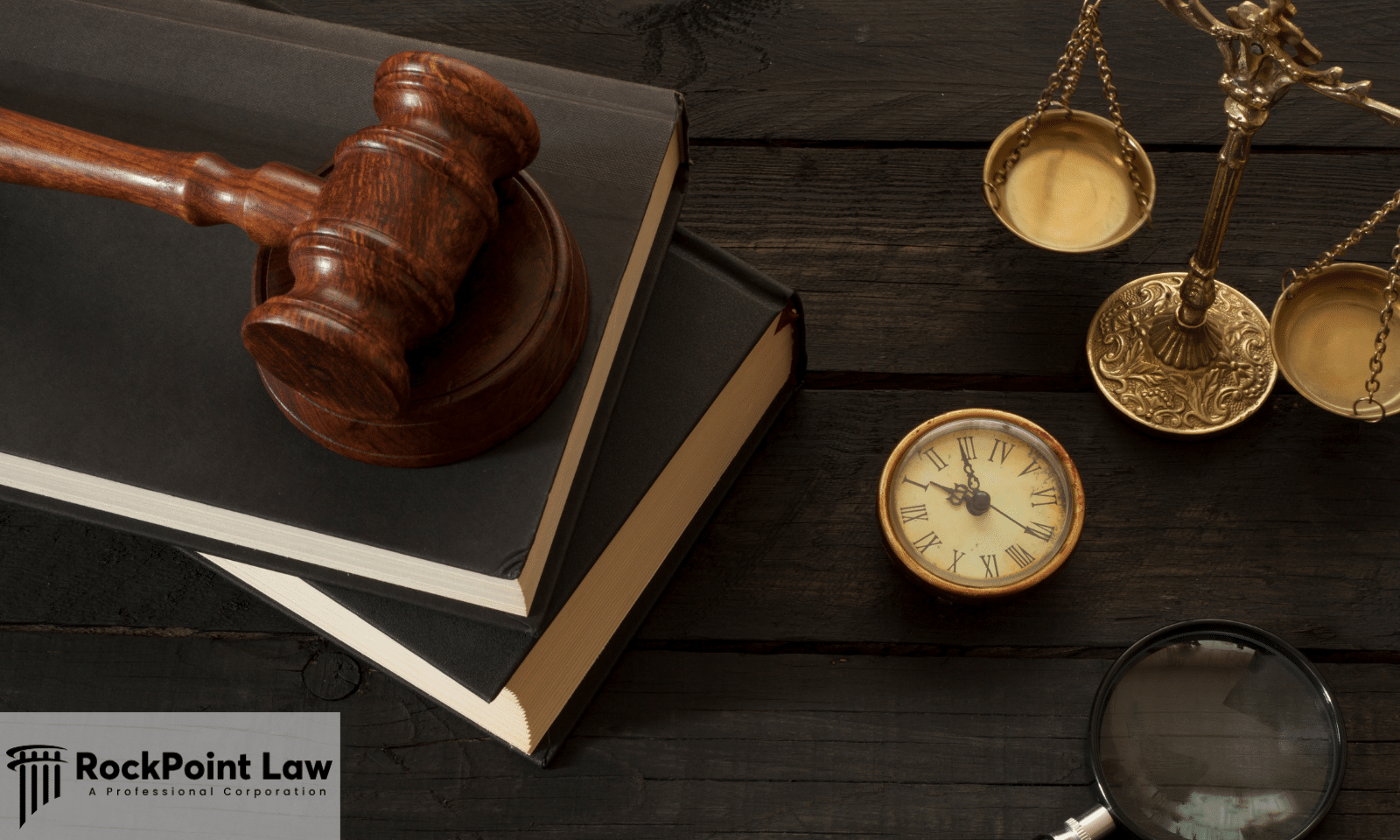 Judge’s gavel, law books, scales of justice, and clock representing legal filing deadlines and statutes of limitations