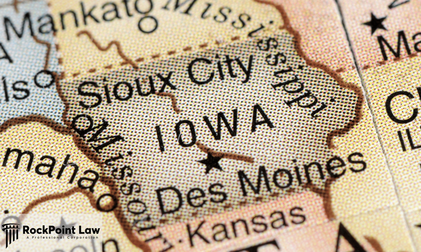 Close-up map highlighting the state of Iowa, representing Iowa Lemon Law and consumer protection.