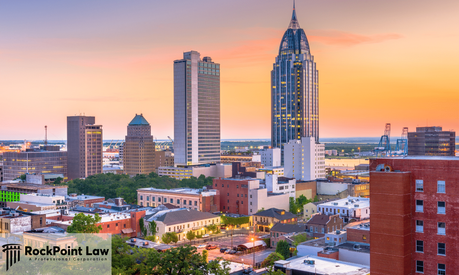 Skyline of Mobile, Alabama representing state consumer protection and lemon law rights for vehicle owners