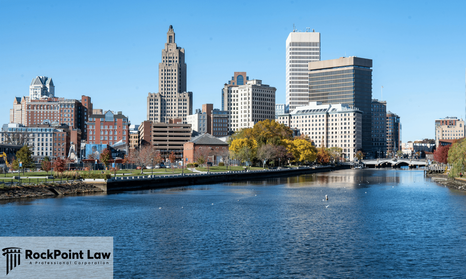 Providence skyline and the river in autumn, where Rhode Island lemon law protects new vehicle buyers and lessees