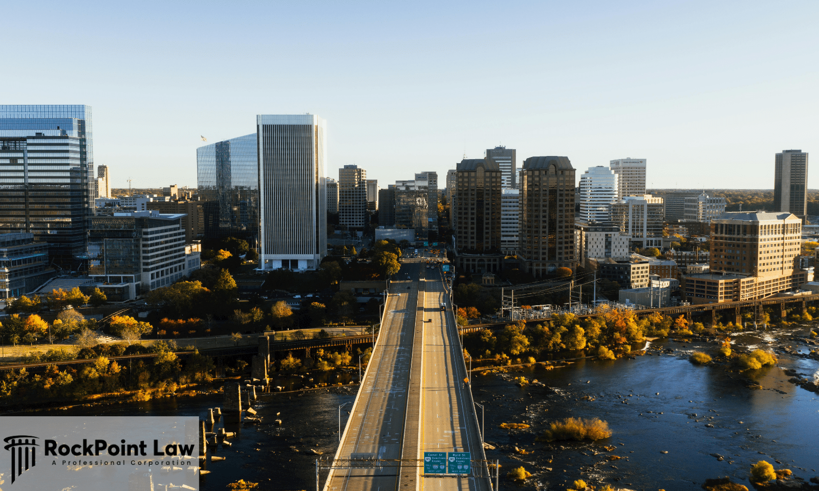 Aerial view of the Richmond, Virginia skyline representing the state where Virginia Lemon Law protections apply.