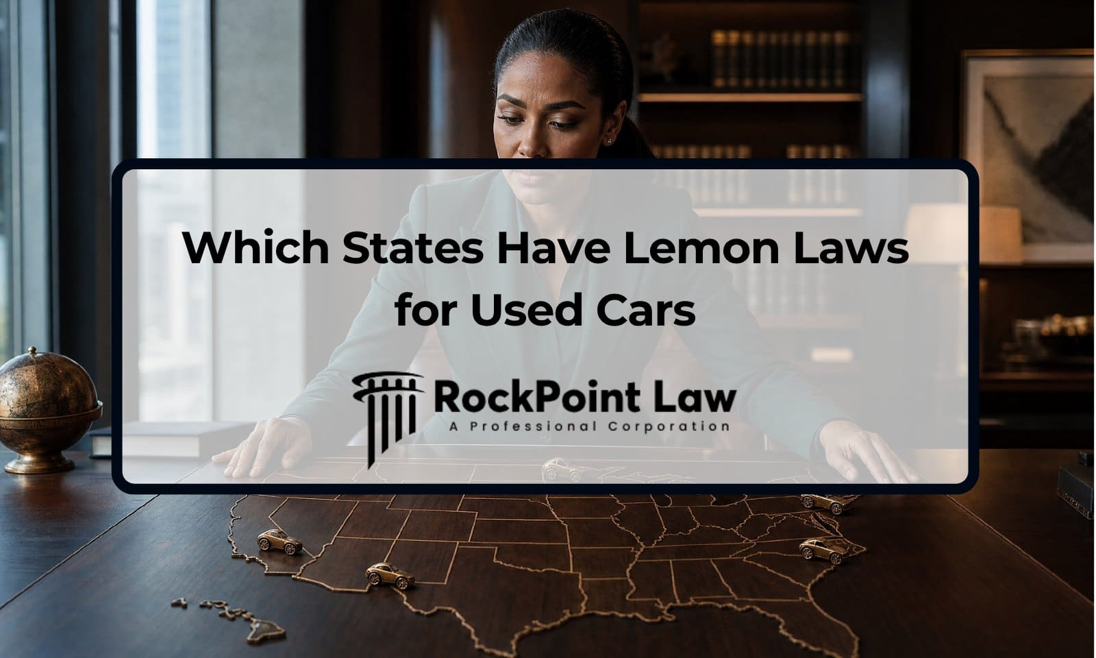RockPoint Law attorney studying a U.S. map that highlights states with used-car lemon laws